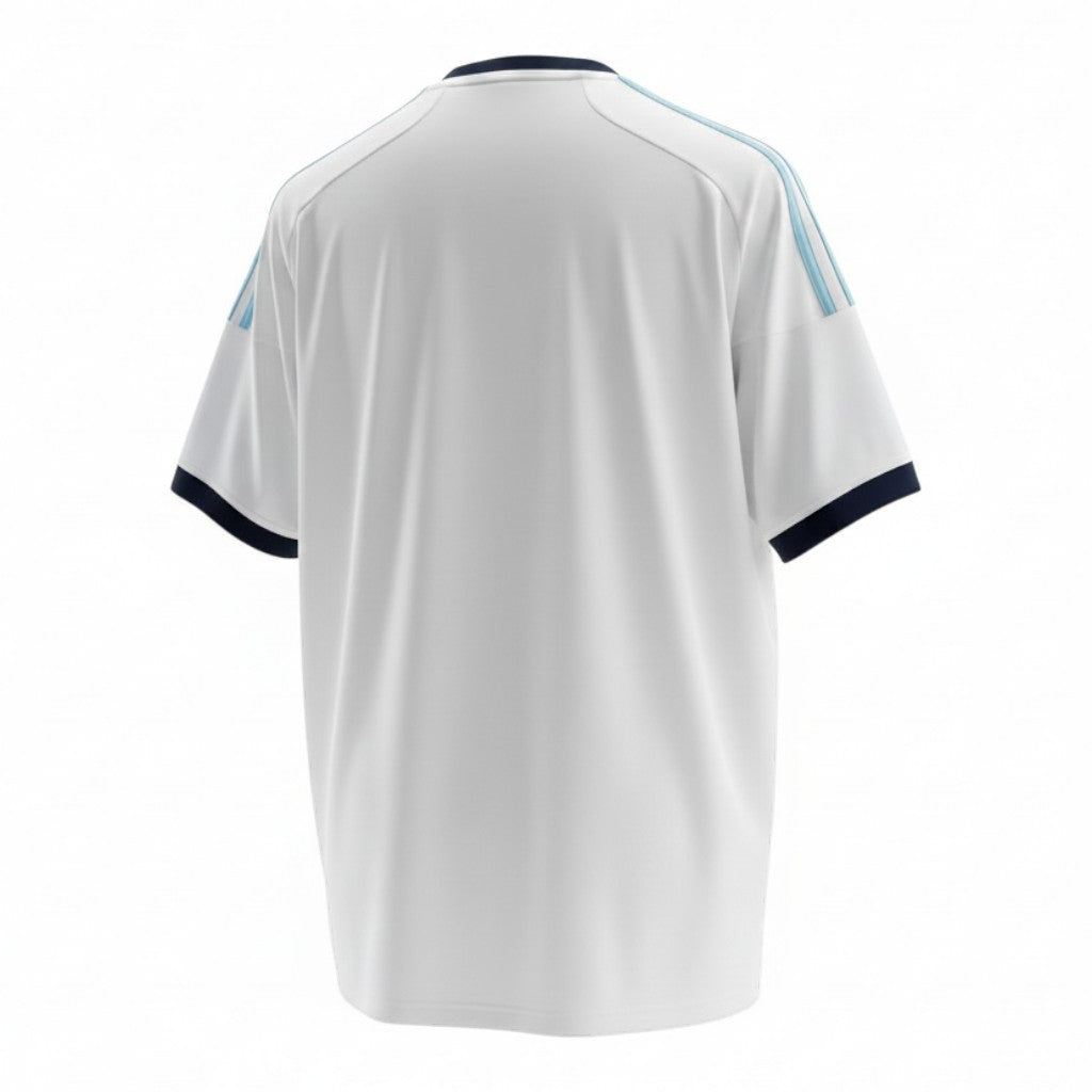 Hinchas Sportswear Store white Chelsea FC 2011/12 retro away jersey with light blue diagonal stripe and navy trim.