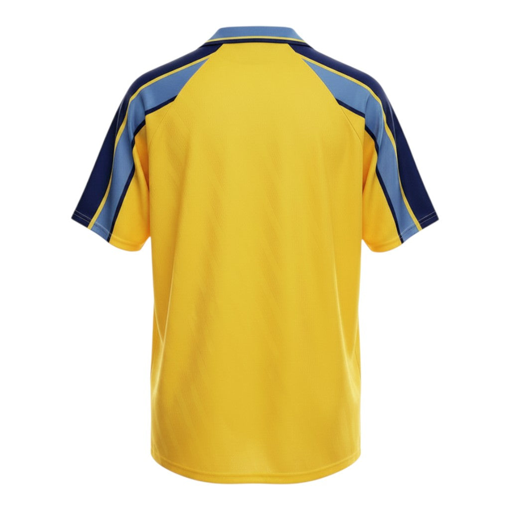 Hinchas Sportswear Store Chelsea FC 1994/96 retro yellow football shirt with blue and light blue accents on sleeves and collar.