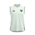 Hinchas Sportswear Store white sleeveless training jersey with teal accents and Cruzeiro fox crest. AEROREADY technology.