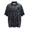 Hinchas Sportswear Store England retro 1990 blackout football jersey with geometric diamond pattern, tonal crest, and black polo collar.