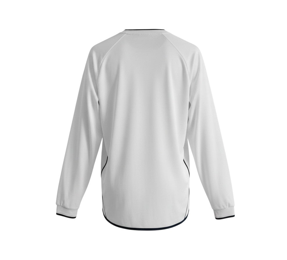 Hinchas Sportswear Store England retro 2001/02 long sleeve football jersey, white with navy piping and St. George's Cross detail.