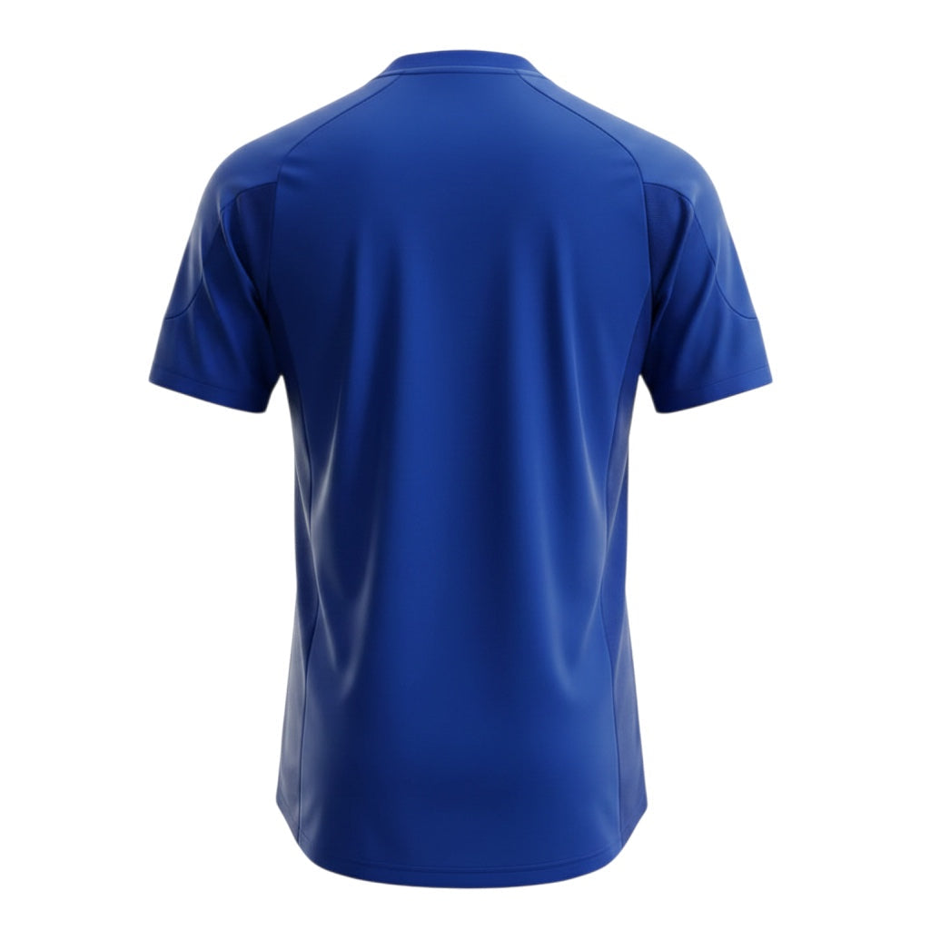 Hinchas Sportswear Store royal blue Adidas France 2002 World Cup retro jersey with navy side panels and tricolor stripes.