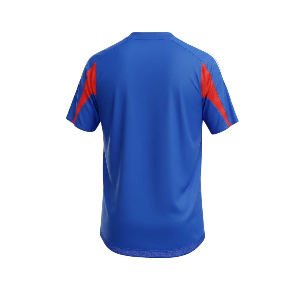 Hinchas Sportswear Store retro France 2004 Euro home jersey, royal blue with red accents and white Adidas stripes.