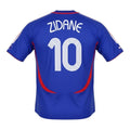 Hinchas Sportswear Store France 2006 retro jersey with Zidane 10 on the back. Blue with red and white trim.