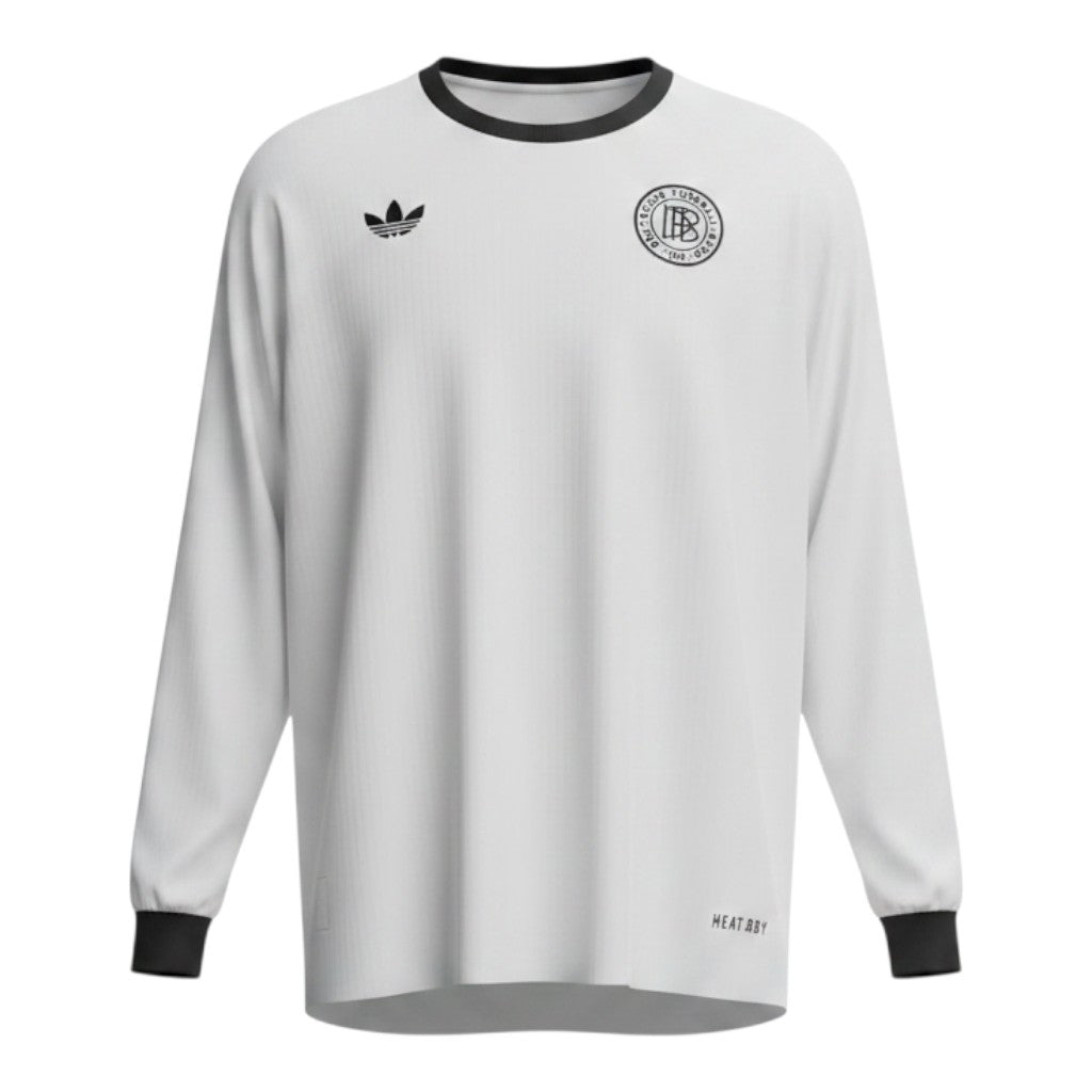 Hinchas Sportswear Store white long-sleeve Adidas Originals Germany 125th Anniversary football jersey with navy trim and crest, Heat.RDY technology.