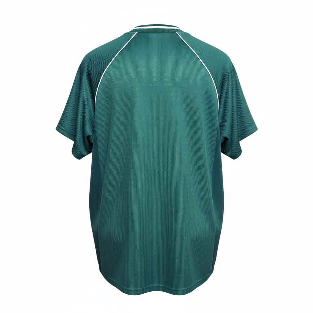 Hinchas Sportswear Store Germany 1998 World Cup away jersey in dark green with white piping and Adidas stripes on shoulders.
