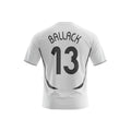 Hinchas Sportswear Store Michael Ballack Germany retro jersey 2005-2007 white with black accents and number 13.