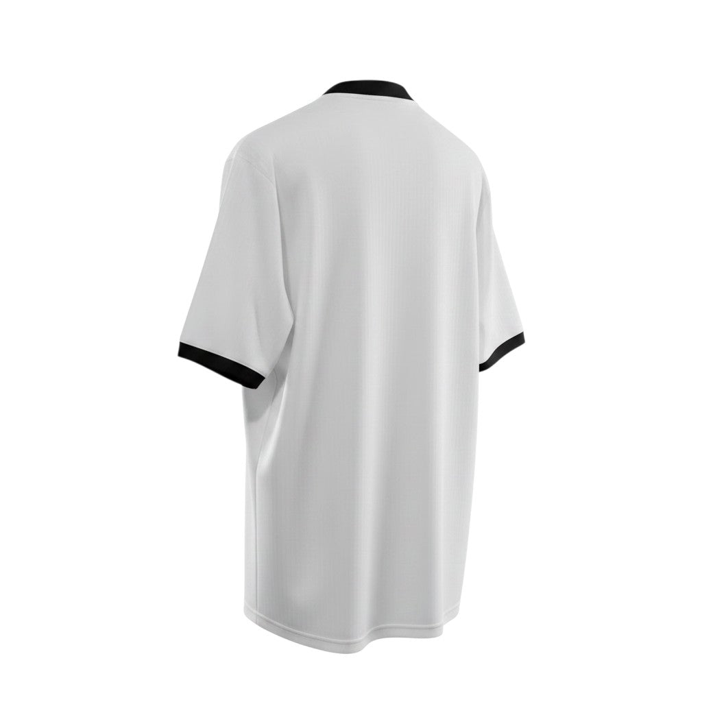 Hinchas Sportswear Store white Adidas Originals Germany 125th Anniversary football jersey with black collar and cuffs.