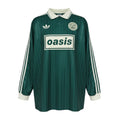 Hinchas Sportswear Store green long sleeve Adidas x Oasis retro jersey with white collar, chest sponsor, and embroidered logos.