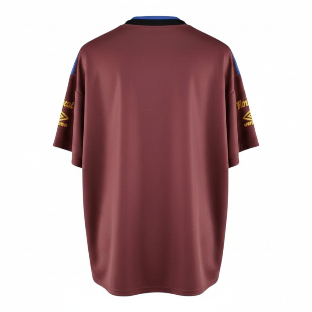 Hinchas Sportswear Store Inter Milan 1993 retro jersey, burgundy with blue collar and sleeves, featuring gold Umbro and Fiorucci logos.