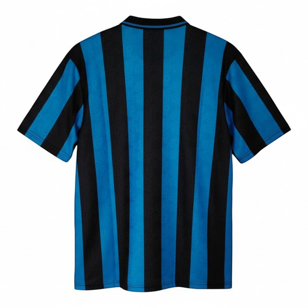 Hinchas Sportswear Store Inter Milan 1992-94 retro jersey, blue and black vertical stripes, polo collar, Umbro.