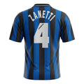 Hinchas Sportswear Store Inter Milan 96-97 Zanetti #4 blue and black striped retro football jersey.