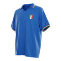 Hinchas Sportswear Store retro Italy 1982 World Cup home jersey in azzurro blue with tricolor trim on collar and cuffs.