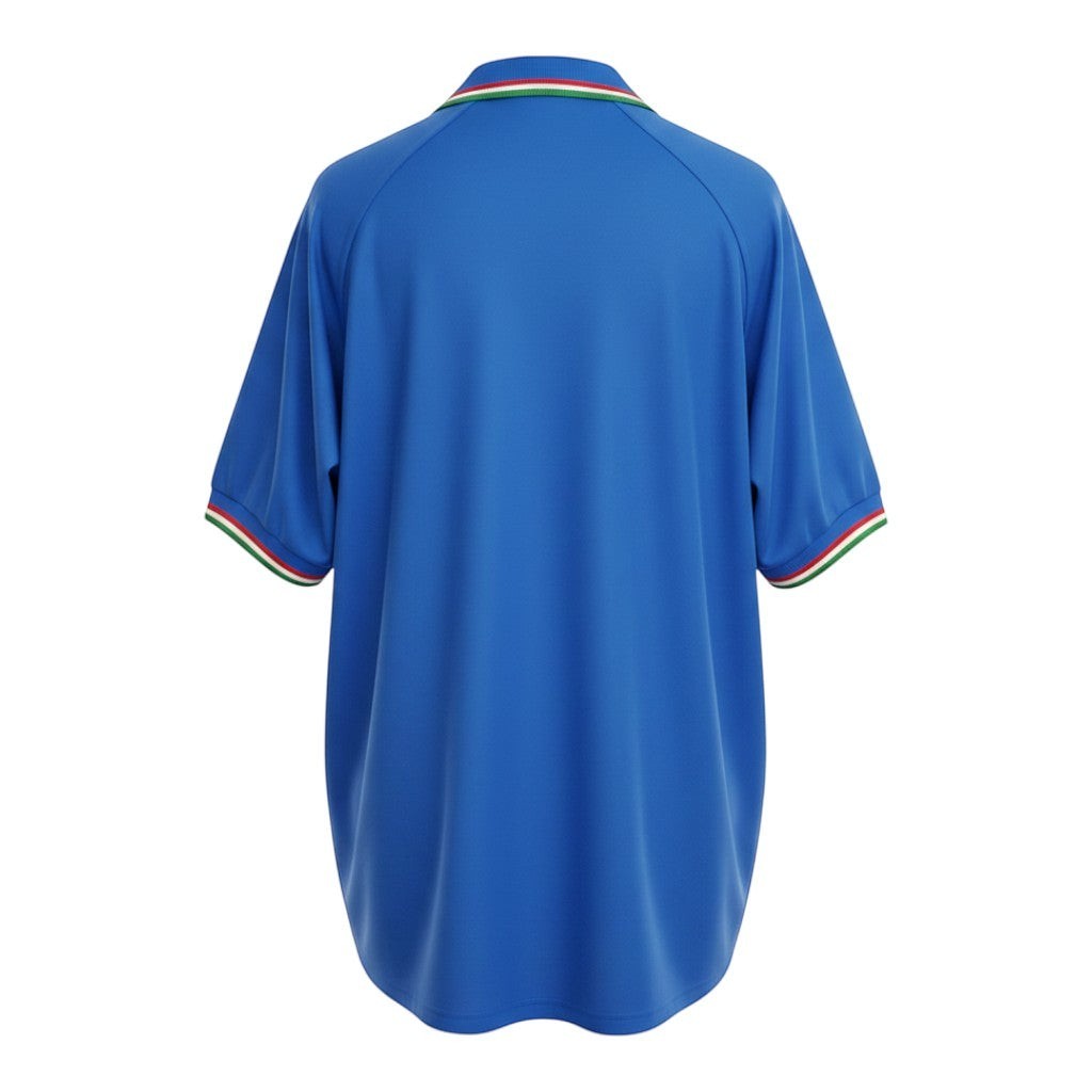 Hinchas Sportswear Store retro Italy 1982 World Cup home jersey in azzurro blue with tricolor collar and cuff trim.