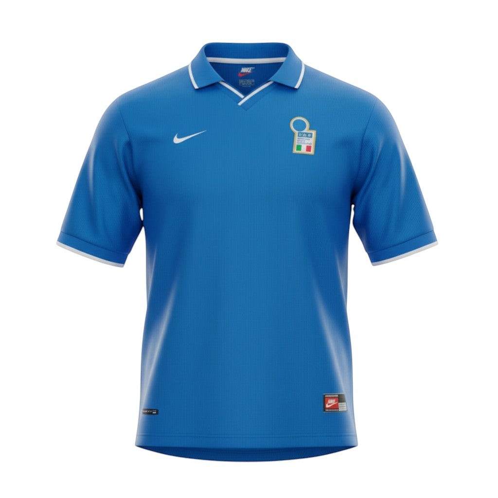 Hinchas Sportswear Store blue 1997-98 Italy Baggio retro jersey with number 18 and Italian crest.