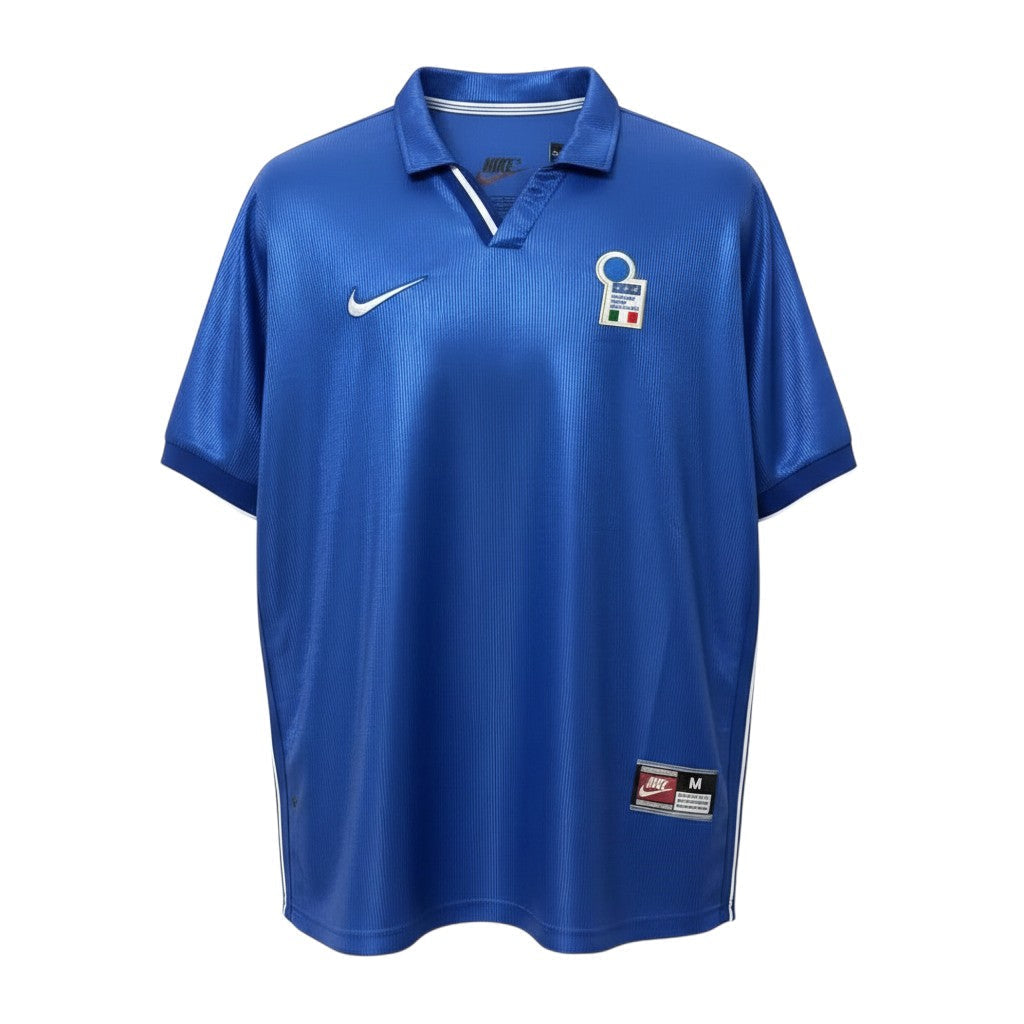 Hinchas Sportswear Store retro Italy 1998 World Cup home jersey in azzurro blue Nike with white trim and crest.