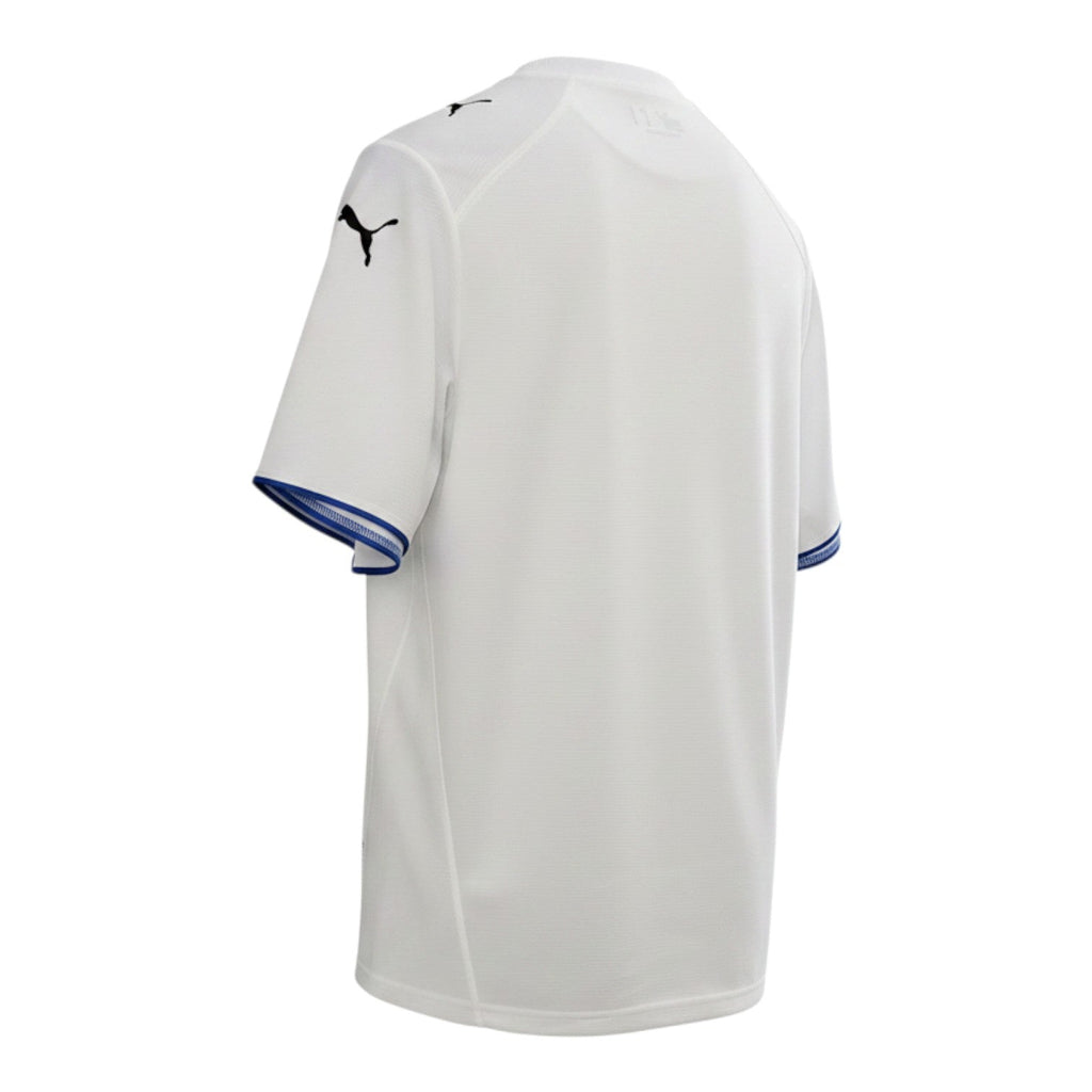 Hinchas Sportswear Store white Italy 2006 World Cup away jersey with blue trim and Puma logo. Retro football shirt.