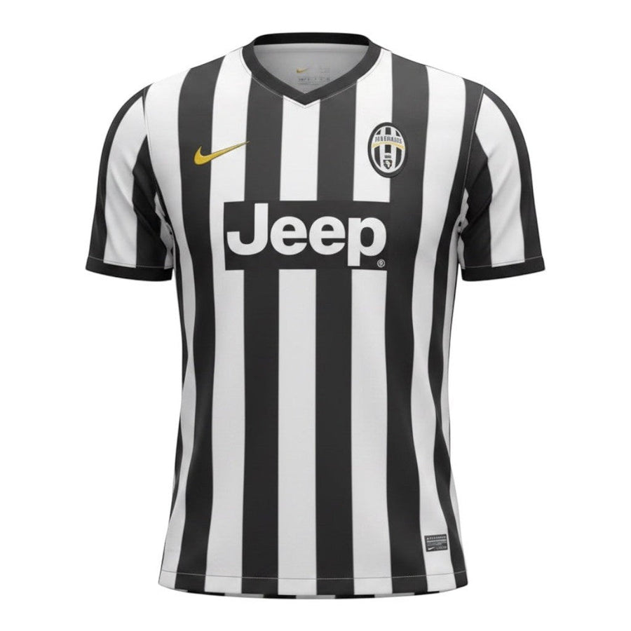 Hinchas Sportswear Store Juventus 2013 retro black and white striped football jersey with Jeep sponsor and Marchisio #8 print.