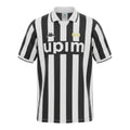 Hinchas Sportswear Store Juventus FC 1991/92 retro home jersey, black and white stripes, white polo collar, Upim sponsor.
