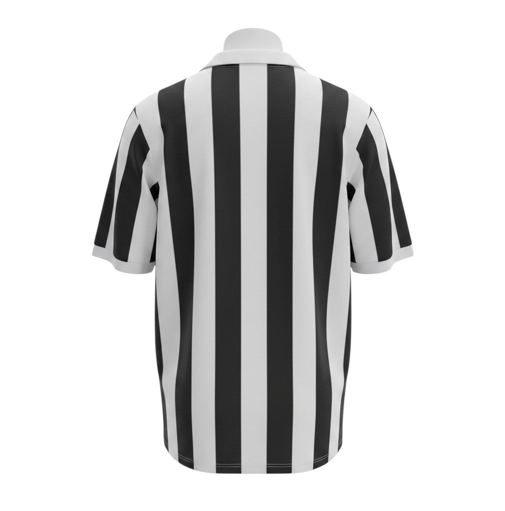 Hinchas Sportswear Store Juventus FC 1991/92 retro home jersey with black and white vertical stripes and white polo collar.