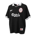 Hinchas Sportswear Store black 1996/97 Liverpool FC retro jersey by Reebok with white trim and Carlsberg sponsor.