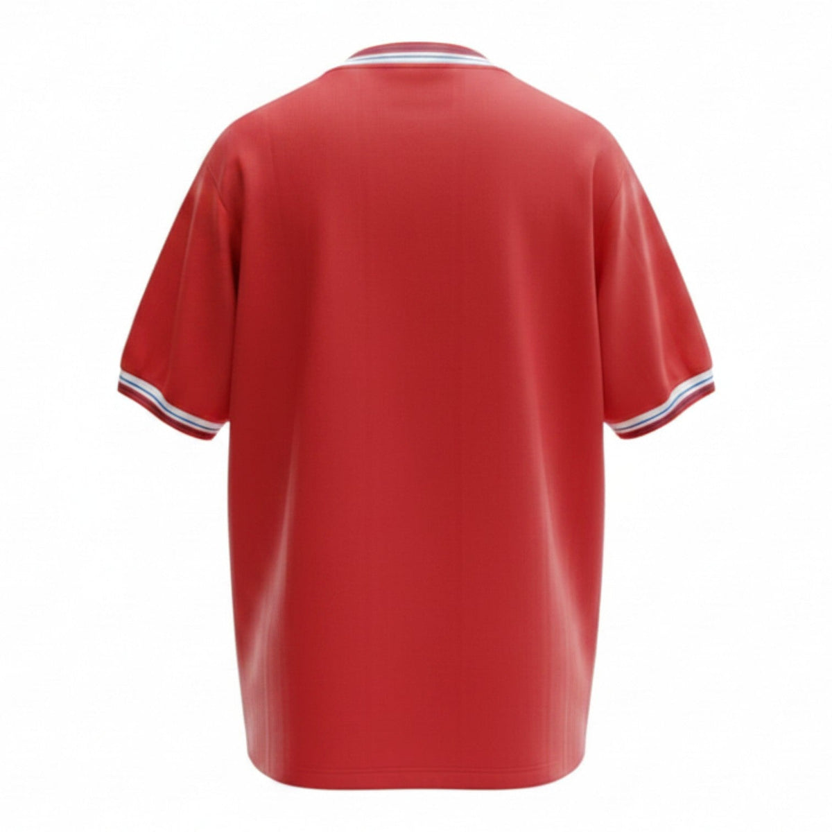 Hinchas Sportswear Store Manchester United 1984-85 retro red Adidas jersey with white and black sleeve stripes and trim.