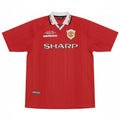 Hinchas Sportswear Store red Manchester United 1998-99 Umbro UCL Final jersey with Sharp sponsor and special badge.