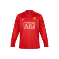Hinchas Sportswear Store red Manchester United 2007-08 long sleeve jersey with AIG sponsor and Nike logo.