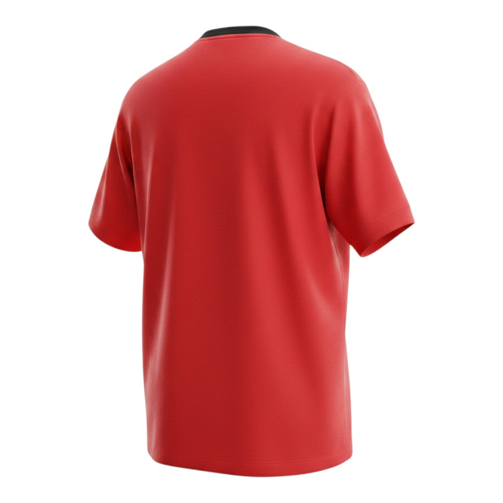 Hinchas Sportswear Store Manchester United 2009/10 retro red football jersey with black collar and sleeve trim.