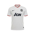 Hinchas Sportswear Store Manchester United 2013-14 retro white Nike football jersey with red trim and AON sponsor.