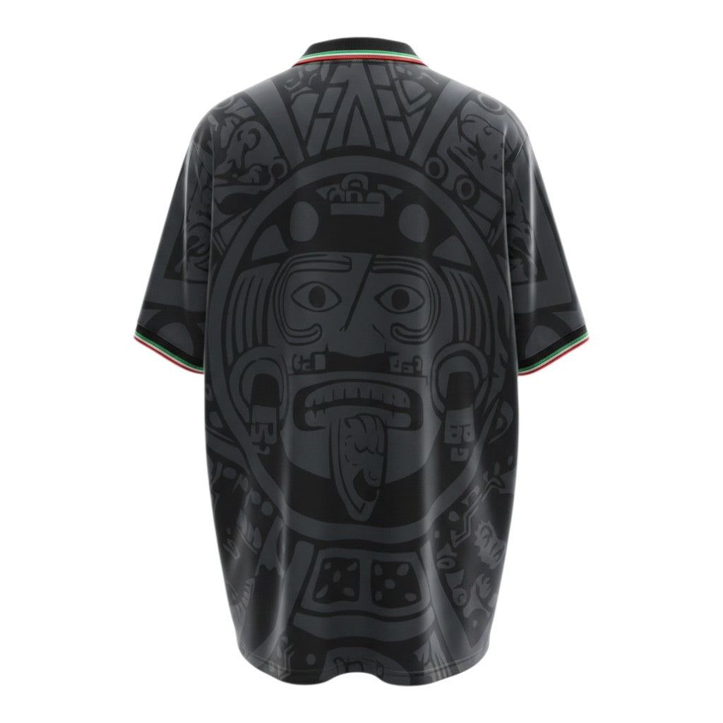 Hinchas Sportswear Store black 1998 Mexico ABA Sport football jersey with Aztec graphic, tricolor collar and cuffs.