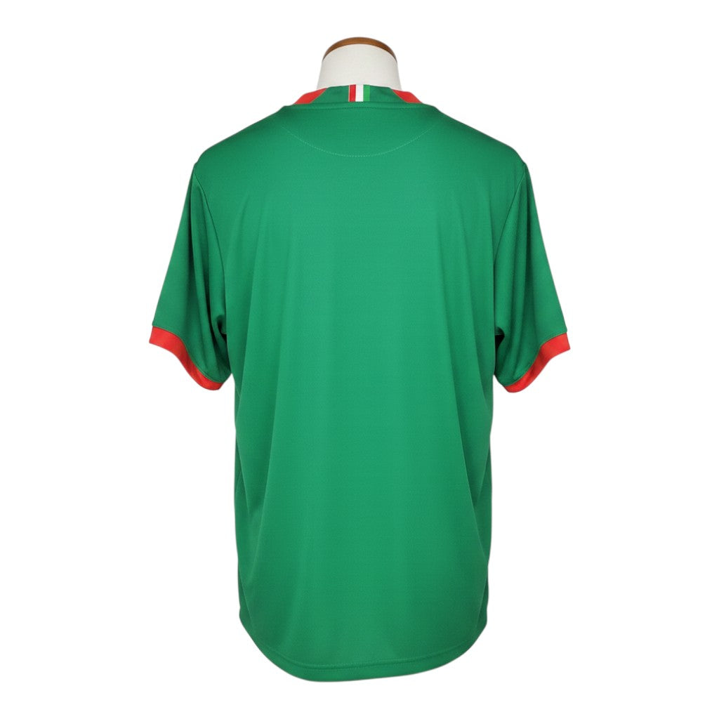 Hinchas Sportswear Store Mexico 2006 home jersey, green with red collar and cuffs. Back view.