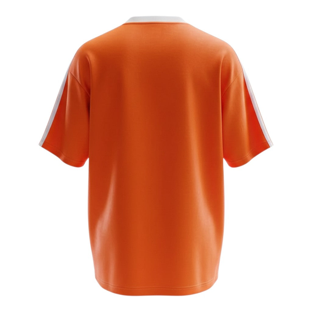 Hinchas Sportswear Store orange 1988 Netherlands Centenary retro football jersey with white collar and shoulder stripes.