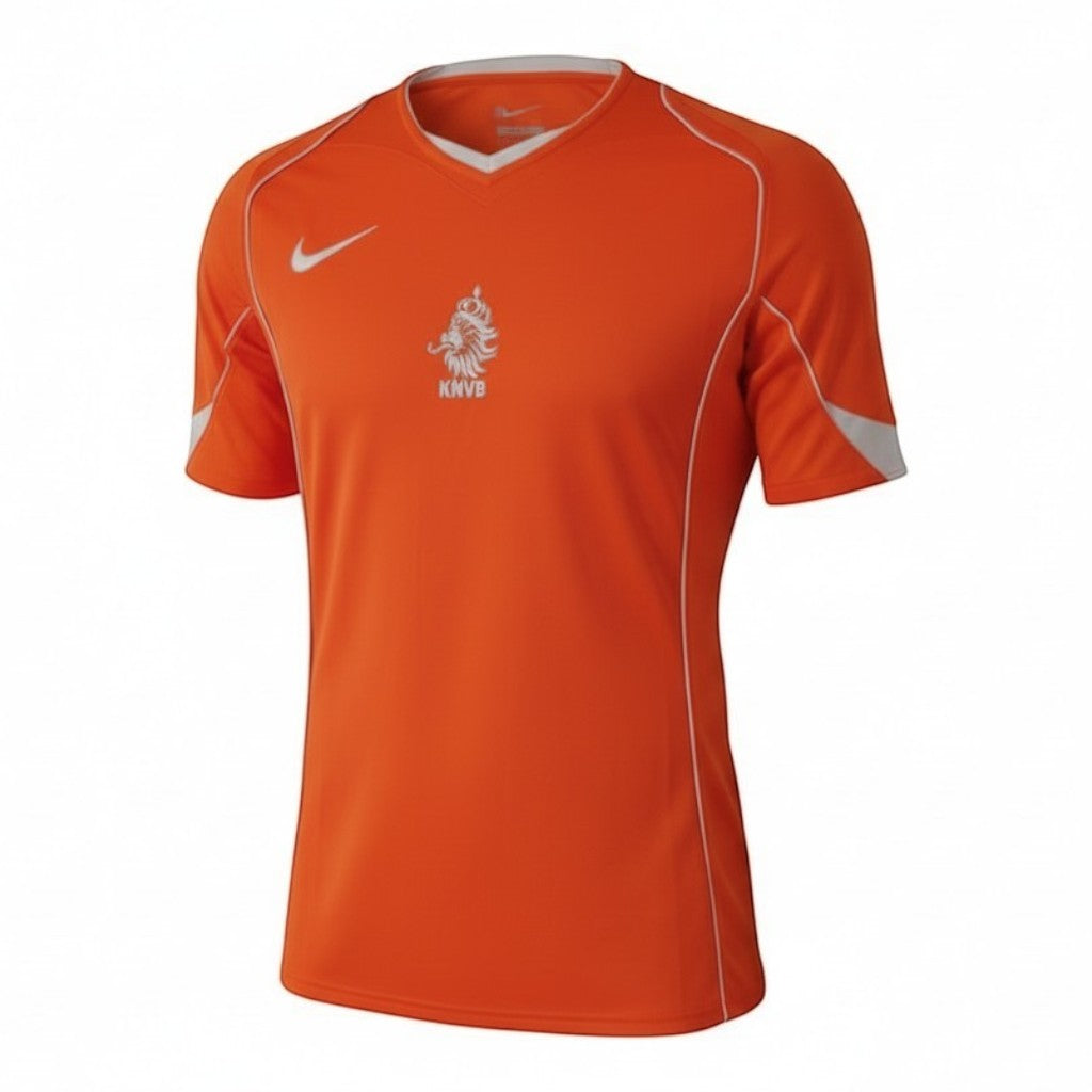 Hinchas Sportswear Store orange Nike Netherlands 2004 retro football jersey with white piping and KNVB crest.