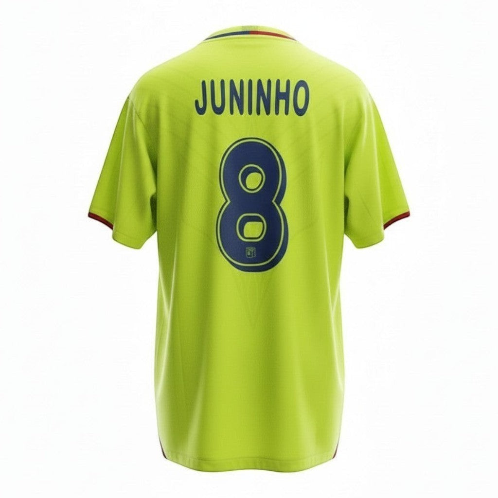 Hinchas Sportswear Store Olympique Lyonnais 2008/09 neon yellow Juninho #8 away football jersey.