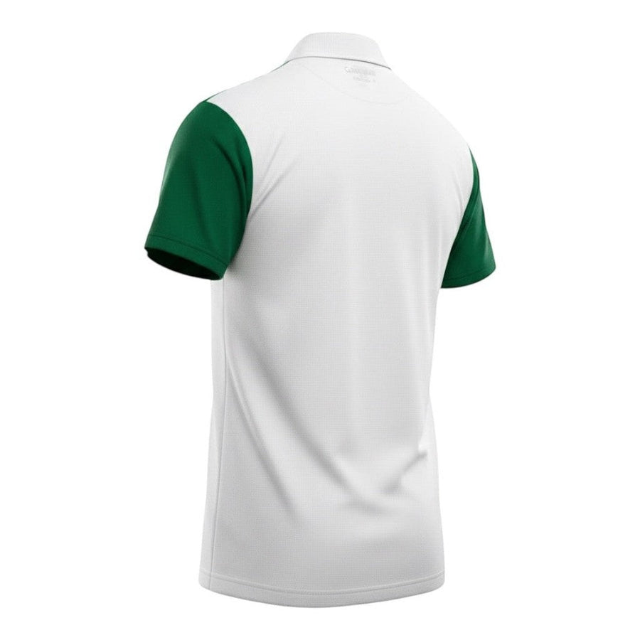 Hinchas Sportswear Store Palmeiras 2025/26 Away Jersey. White polo shirt with green sleeves and collar trim. Puma branding.