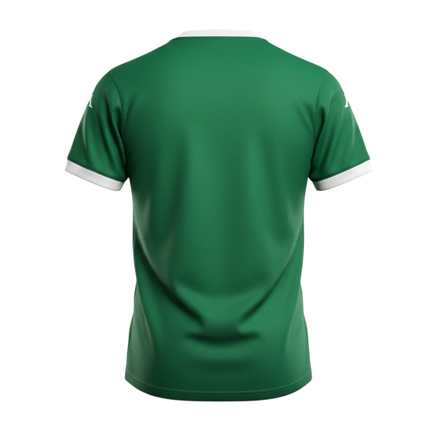 Hinchas Sportswear Store Palmeiras 2025/26 Home Jersey by Puma. Deep green with white V-neck collar and sleeve cuffs. Lightweight performance fabric.