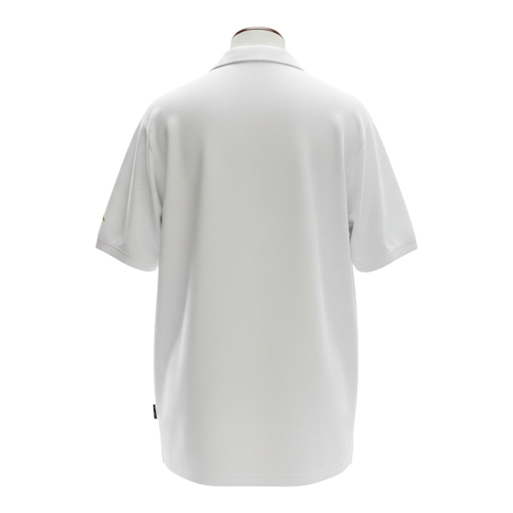Hinchas Sportswear Store white Real Madrid 2001-02 retro home jersey with centenary badge on sleeve and classic polo collar.
