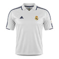 Hinchas Sportswear Store white Adidas Real Madrid 2002-03 retro home jersey with navy stripes and centenary badge.