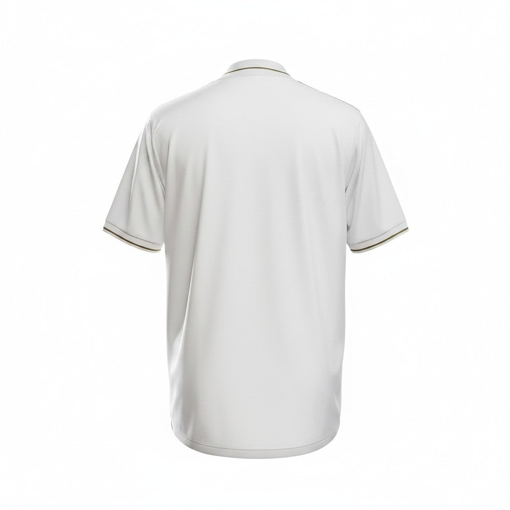 Hinchas Sportswear Store Real Madrid 2011-12 retro white Adidas jersey with gold trim on collar and cuffs. Climacool technology.