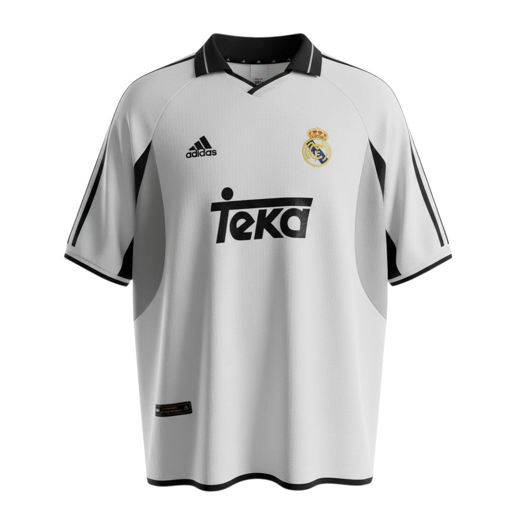 Hinchas Sportswear Store Real Madrid 2000/01 retro home jersey, white with black collar and grey side panels, Teka sponsor.