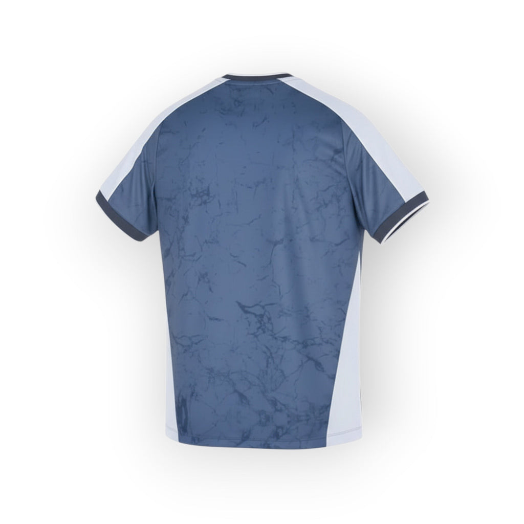 Hinchas Sportswear Store Real Sociedad 2025/26 away jersey. Blue marble pattern, white panels, Kutxabank logo. Polyester.