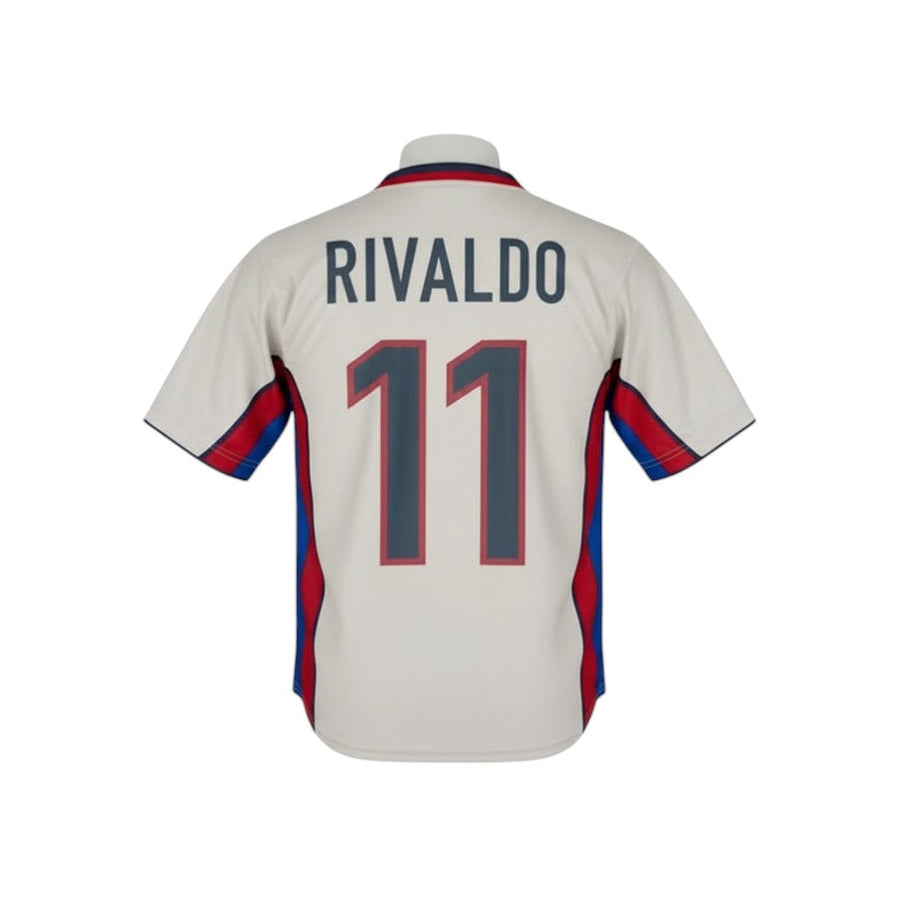 Hinchas Sportswear Store grey 1998-2001 Barcelona away jersey with Rivaldo 11 on back.