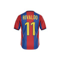 Hinchas Sportswear Store Rivaldo 11 Barcelona 98-01 home jersey, red and blue stripes, yellow numbers.