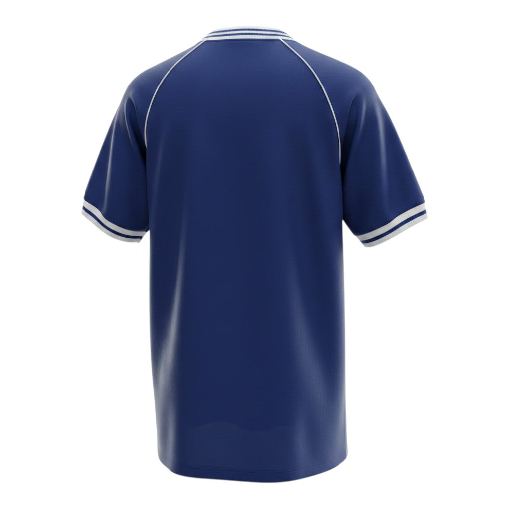 Hinchas Sportswear Store navy blue 1982 Scotland retro football jersey with white trim on collar and sleeves.