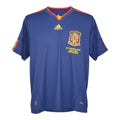 Hinchas Sportswear Store navy blue Spain 2010 World Cup Final Edition retro jersey with red and yellow trim, Adidas logo, and commemorative patch.