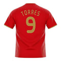 Hinchas Sportswear Store Spain 2008 retro football jersey, red with gold Torres #9 print. Classic football kit.