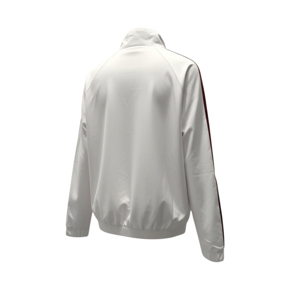 Hinchas Sportswear Store white Adidas Spain training jacket 2026 with burgundy stripes and RFEF crest.