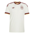 Hinchas Sportswear Store Spain 2026 World Cup away jersey. Cream with maroon and gold trim, featuring the official crest and Adidas logo.
