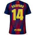 Barcelona Rashford Home Jersey 2025/26 (Champions League) – striped and blue retro football jersey front view